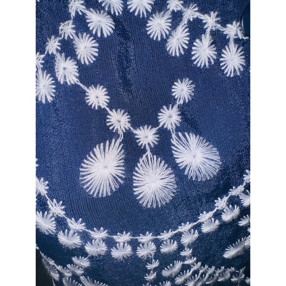 Fig + Flower Boho Embroidered Womens Blue & White Button-Up Shirt L Prairie - Picture 10 of 10